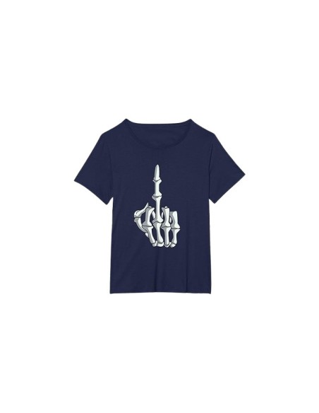 T-shirt Femme Grande Taille 💀 Doigt d'honneur Bleu Marine | Style Cool & Fun 😎🔥