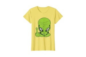 T-shirt alien doigt d'honneur jaune : Soyez cool, fun et tendance ! 😎🛍️