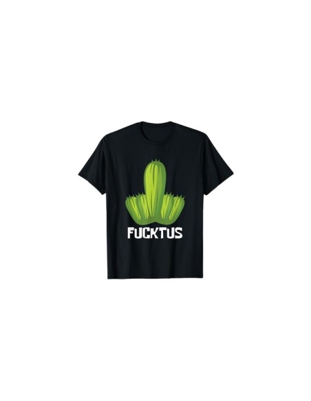 Tee-shirt noir doigt d'honneur à motif cactus pour homme