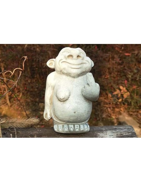 Statue de décoration gargouille doigt d'honneur blanc