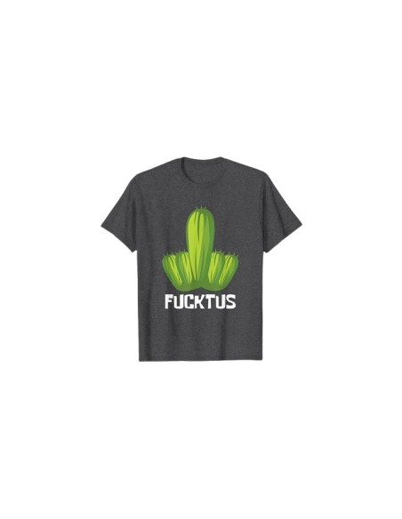 Tee-shirt doigt d'honneur gris foncé chiné à motif cactus pour homme