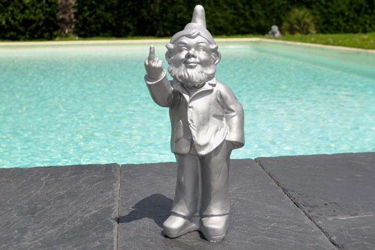 Nain de jardin debout fuck argent - 30 cm