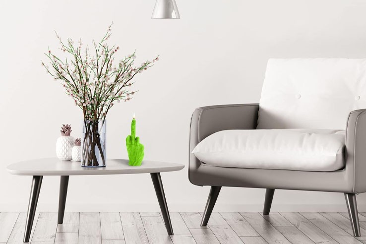 Bougie verte taille réelle 20 cm doigt d'honneur