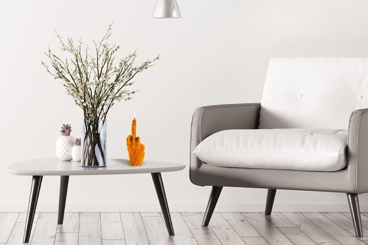 Bougie doigt du milieu orange 20 cm