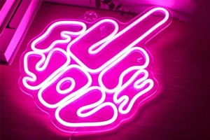 Néon "Fuck You" rose de décoration à fixer contre mur 2