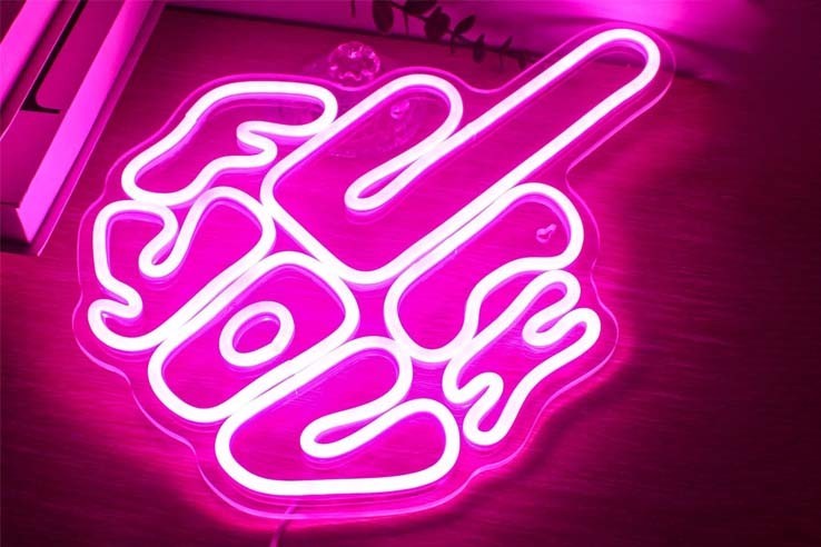 Néon "Fuck You" rose de décoration à fixer contre mur