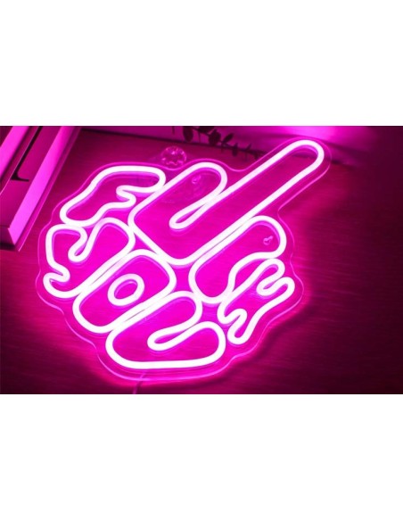 Néon "Fuck You" rose de décoration à fixer contre mur