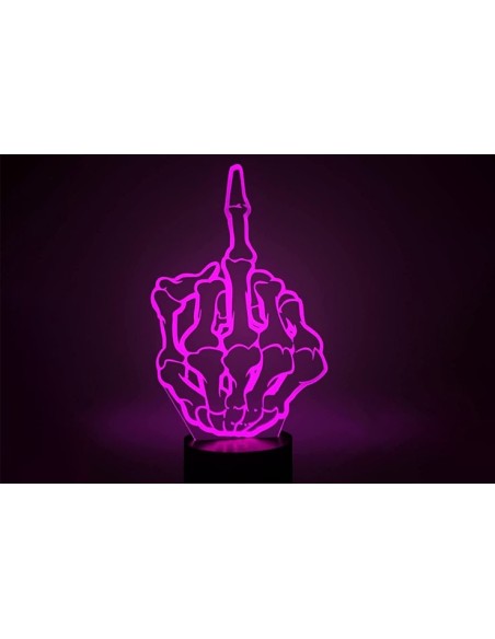 Lampe décorative illusion d'optique 3D doigt d'honneur avec télécommande