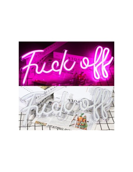 Néon mural rose "Fuck Off"