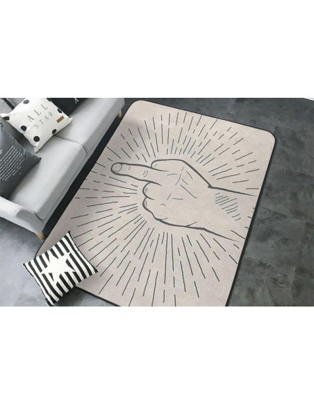 Tapis salon grande taille 150x200 cm comique et moderne à motif doigt d'honneur
