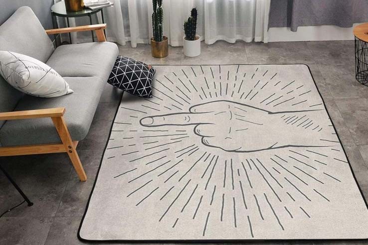 Tapis salon grande taille 150x200 cm comique et moderne à motif doigt d'honneur