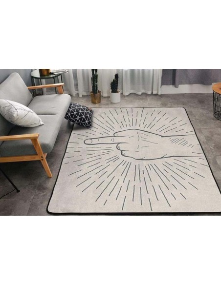 Tapis salon grande taille 150x200 cm comique et moderne à motif doigt d'honneur