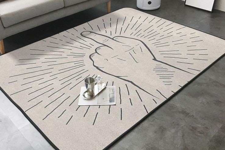 Tapis à motif doigt d'honneur pour salon 120x160cm