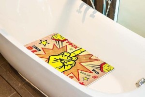 Tapis de baignoire ou douche motif pop art doigt d'honneur pour salle de bain 2
