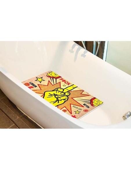 Tapis de baignoire ou douche motif pop art doigt d'honneur pour salle de bain
