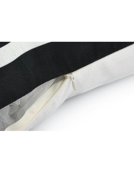 Lot de 2 housses de coussin 45x45 cm en lin noir et blanc avec motif doigt d'honneur