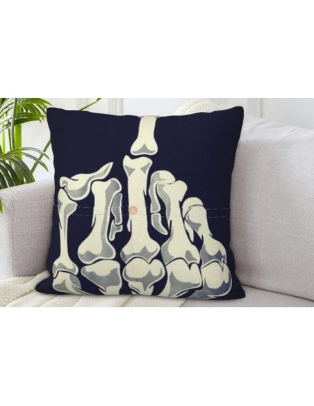 Housse de coussin carrée 45,7 x 45,7 cm motif doigt d'honneur squelette