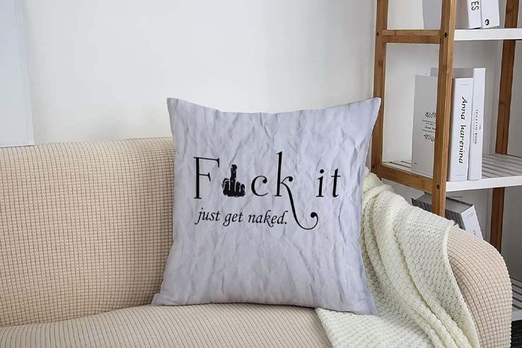 Housse de coussin 45x45 cm moderne avec inscription Fuck it et doigt d'honneur
