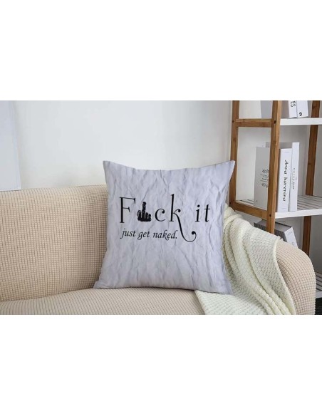 Housse de coussin 45x45 cm moderne avec inscription Fuck it et doigt d'honneur