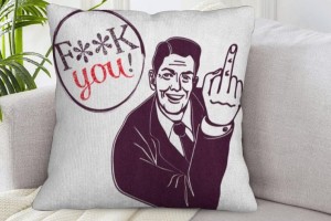 Housse d'oreiller style retro vintage doigt d'honneur "F**k you" - 45x45 cm 2
