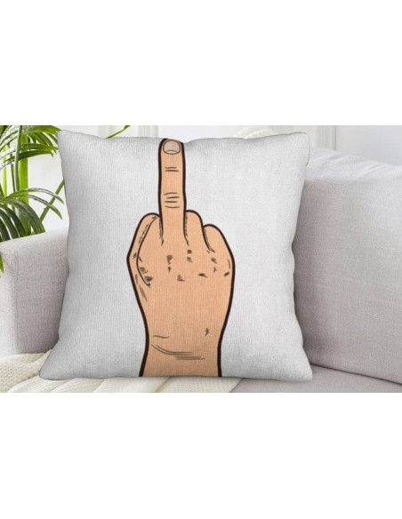 Housse de coussin 45x45 cm motif doigt d'honneur fuck
