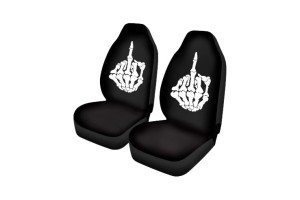 Housse de siège / Housse de volant / Housse de ceinture pour voiture à motif main de squelette doigt d'honneur 2