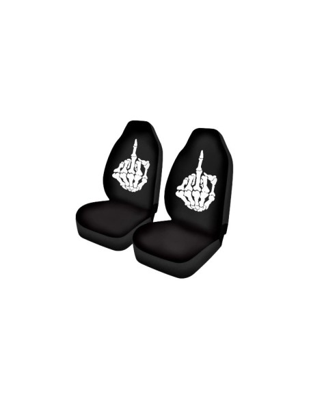Housse de siège / Housse de volant / Housse de ceinture pour voiture à motif main de squelette doigt d'honneur