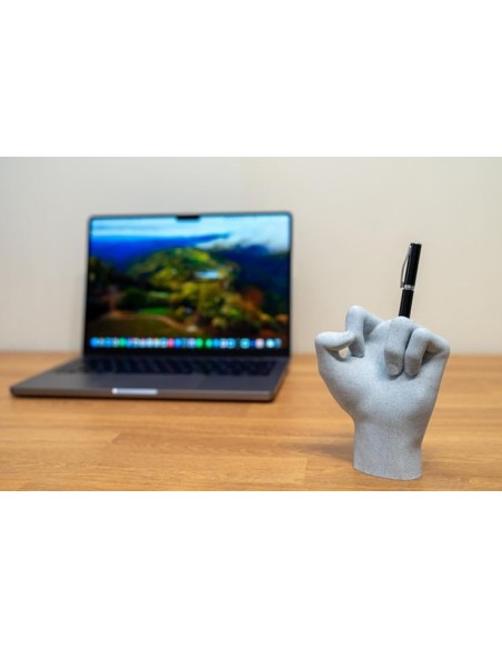 Porte-stylo blanc doigt d'honneur pour décoration de bureau