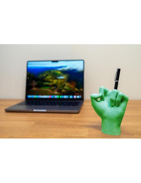 Porte-stylo décoration vert doigt d'honneur