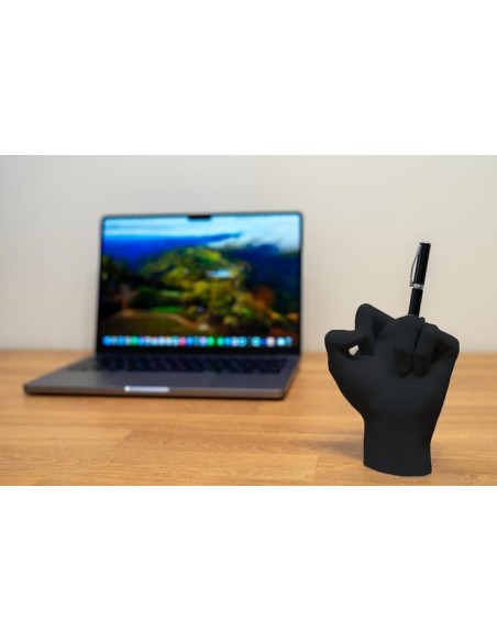 Porte-stylo amusant doigt d'honneur noir