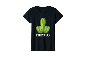 Tee-shirt à manche courte noir doigt d'honneur à motif cactus pour femme