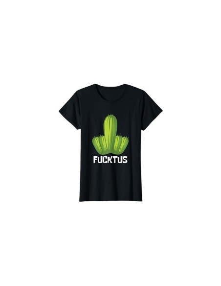 Tee-shirt à manche courte noir doigt d'honneur à motif cactus pour femme