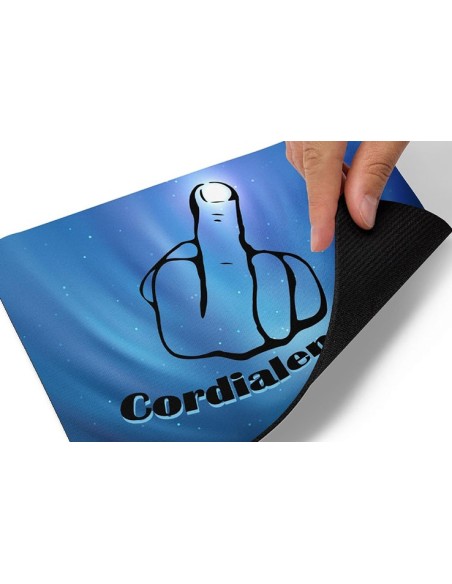 Tapis de souris fun doigt d'honneur et inscription "Cordialement"