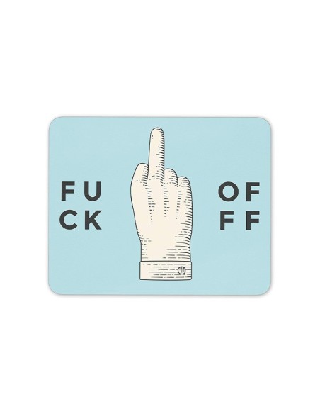 Tapis de souris bleu pour bureau doigt d'honneur "Fuck Off"