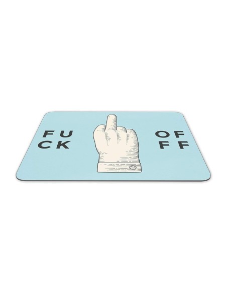 Tapis de souris bleu pour bureau doigt d'honneur "Fuck Off"