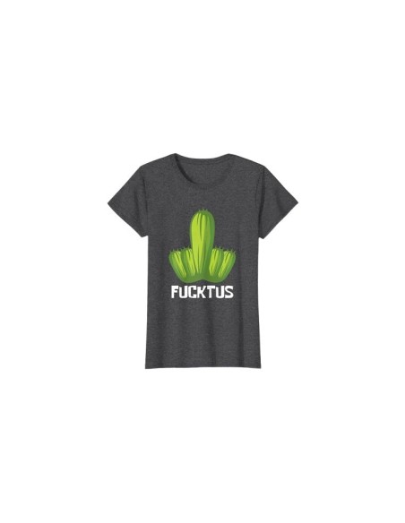 T-shirt gris foncé chiné cactus doigt d'honneur pour femme