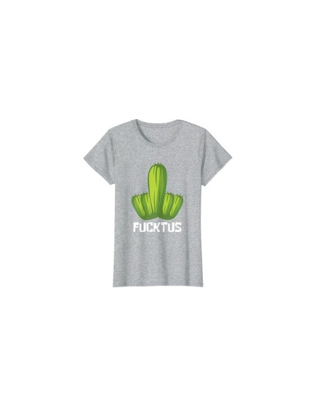 Tee-shirt femme gris chiné doigt d'honneur à motif cactus