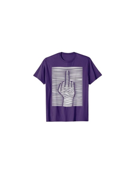 Tshirt homme violet et blanc amusant motif doigt d'honneur effet 3D