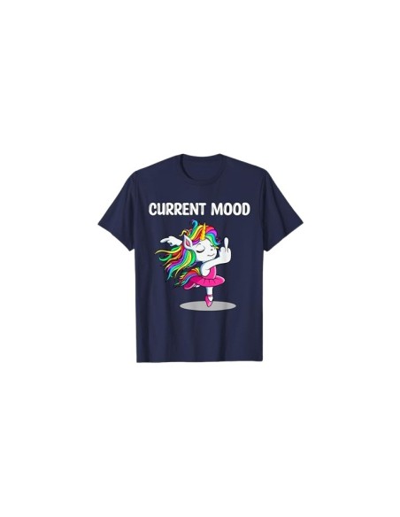 T-shirt "current mood" bleu marine licorne doigt d'honneur pour homme