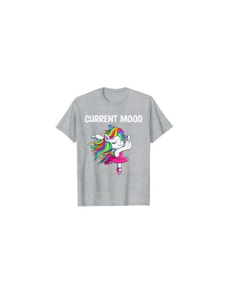 Tshirt humeur actuelle gris chiné à motif licorne doigt d'honneur pour homme